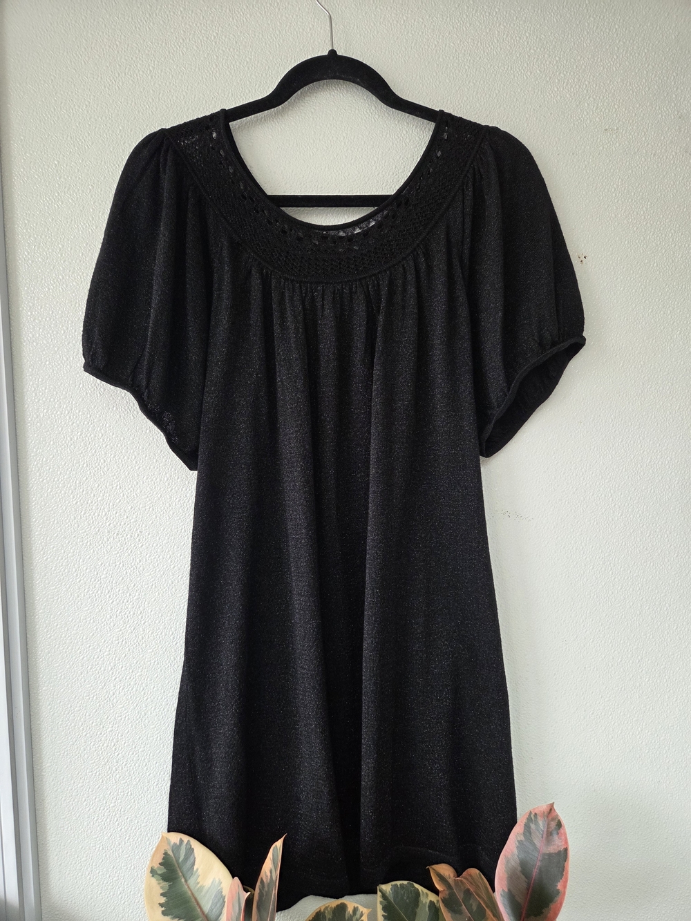 Penningtons Black Crochet Yoke Short Sleeve Tunic